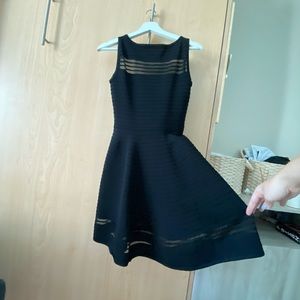 French Connection black cocktail dress mid length mesh details XS/4